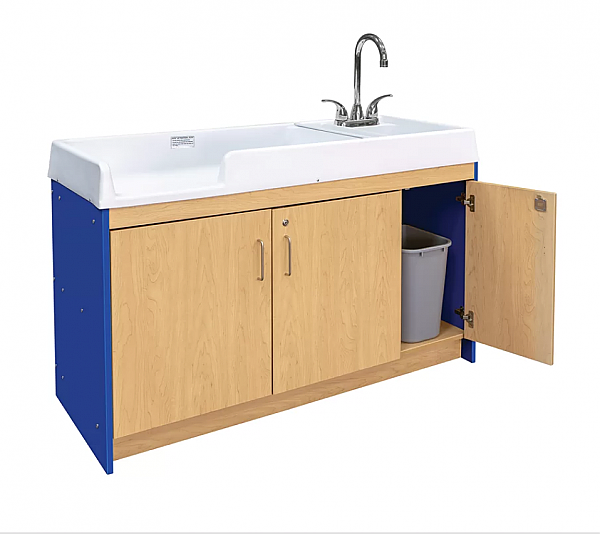Tot Mate Infant Changing Table with Right Hand Sink ROYAL BLUE/MAPLE
